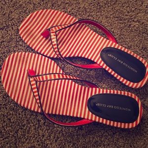 SALE!! Super cute red and white striped sandals